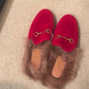 Gucci Princetown velvet slipper Authentic